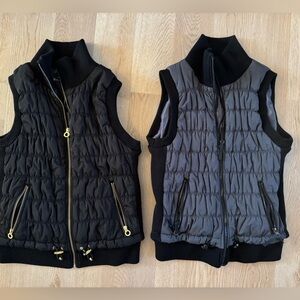 Calvin Klein Black Quilted Vest with Gold Zipper and Gray/Black Vest